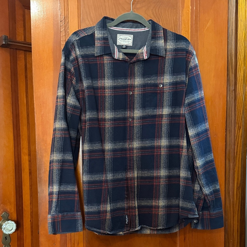 Flag & Anthem Men's Blue and Red Plaid Button-Up Shirt